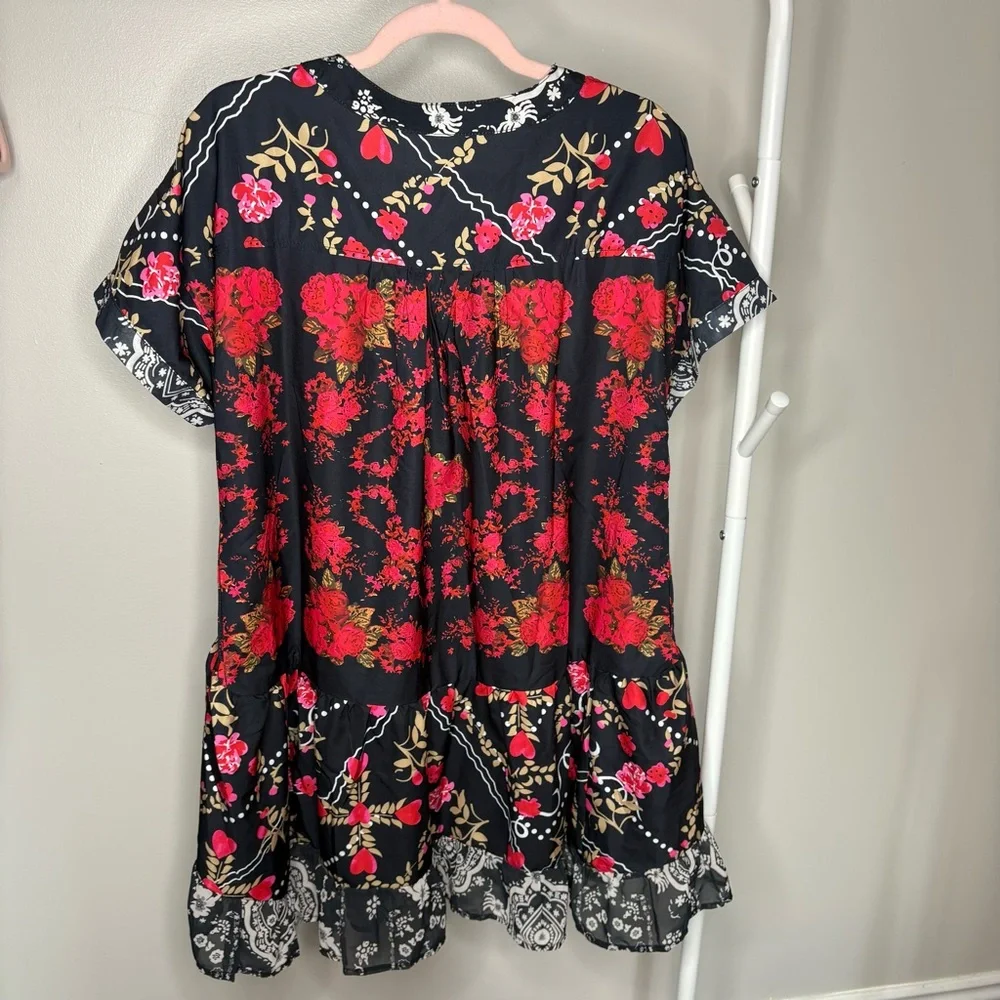 Floral V-Neck Boho Relaxed Fit Summer Dress Size Medium - Picture 6 of 8